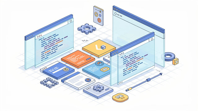 Digital Cryptocurrency Blockchain Technology Illustration.