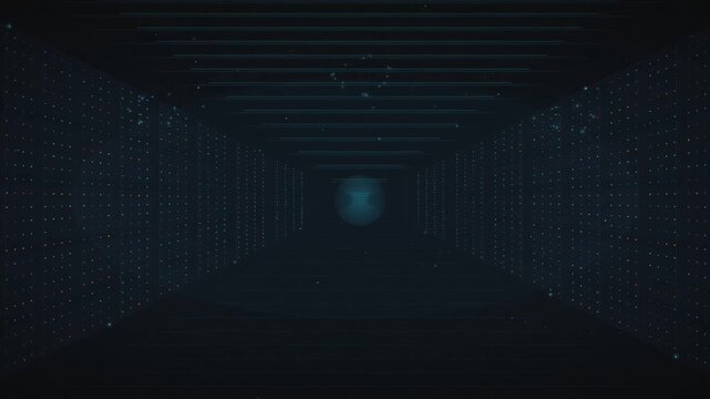 Futuristic Data Center Server Room Animation with Cloud Computing Infrastructure, Cinematic AI Technology Motion Graphics Loop