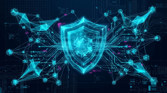 Digital Shield Security Network Protection Technology Concept.