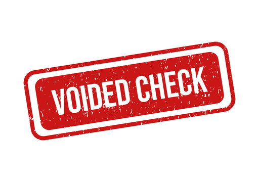 Red voided check stamp with bold text