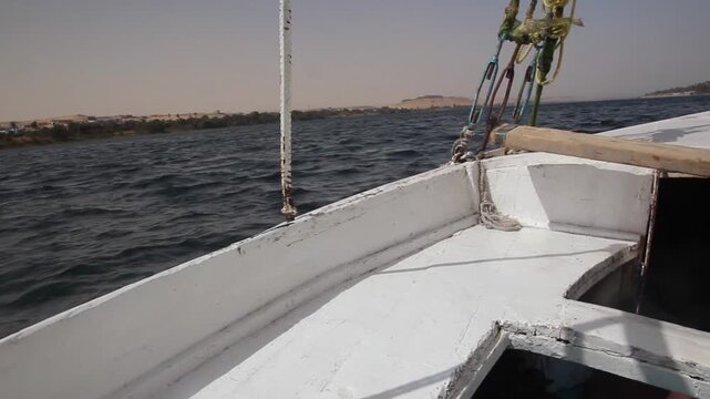 Felucca sail boat at the river Nile near Aswan, Egypt