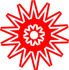 Fototapeta premium Red Geometric Starburst Mandala Vector Ornament