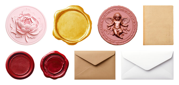 PNG Elegant wax seals envelopes collection on transparent background