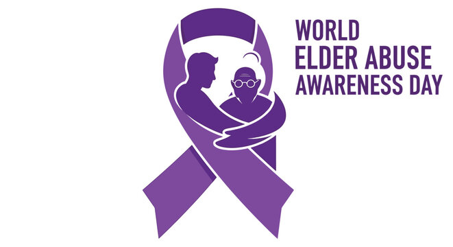 World elder abuse awareness day purple ribbon