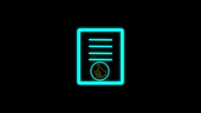 Animated checklist clipboard showing check bule marks and thumbs up icon