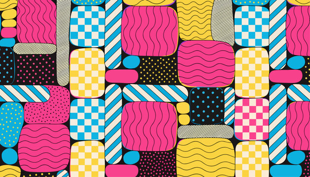 Abstract vector background displaying playful modular geometric pattern forms