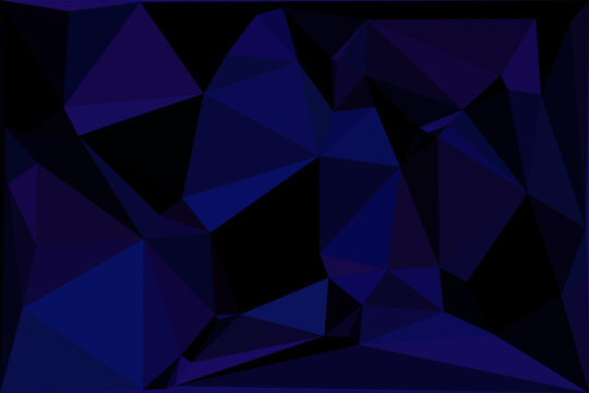 Abstract dark blue geometric background with triangular polygons and deep shadows.