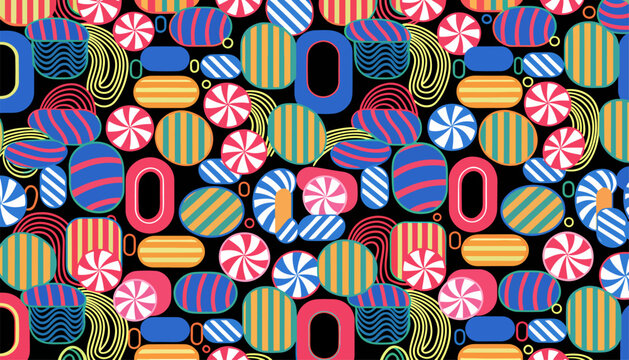 Dynamic geometric texture design with interlocking rounded abstract shapes