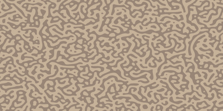 Abstract organic turing pattern background in beige and brown tones with seamless labyrinth camouflage texture. A complex labyrinth or reaction diffusion camouflage structure in soft beige, brown tone