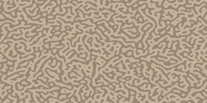 Abstract organic turing pattern background in beige and brown tones with seamless labyrinth camouflage texture. A complex labyrinth or reaction diffusion camouflage structure in soft beige, brown tone