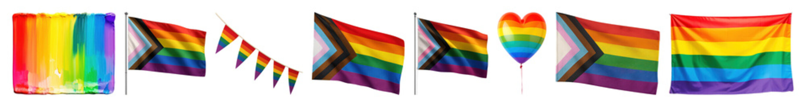 PNG Colorful pride flags display unity on transparent background