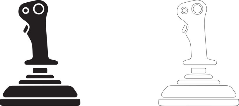 Spacecraft joystick vector icon, flight control stick symbol, aviation controller, piloting and flight simulator.
