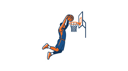 Basketball Player Dunking Slam Dunk Action Isolated White Background © manis