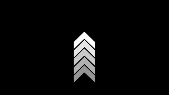 Up-directional arrow loop animation. Animated forward arrows on black motion background. 4k video