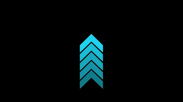 Up-directional arrow loop animation. Animated forward arrows on black motion background. 4k video