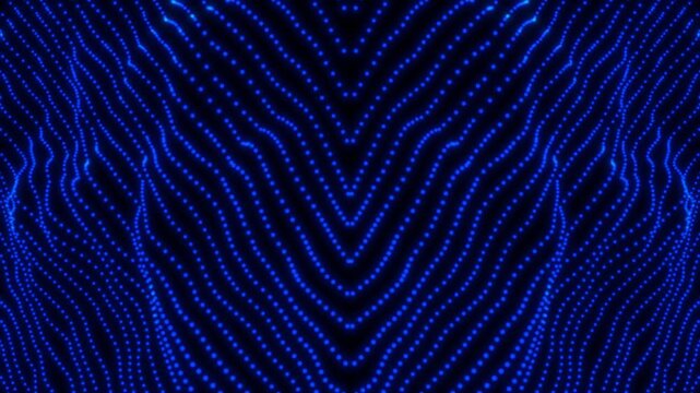Abstract blue light pattern with dynamic flowing lines and dots