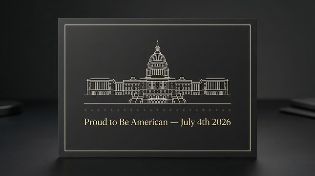 Proud to be american independence day 2026 building architectural outline