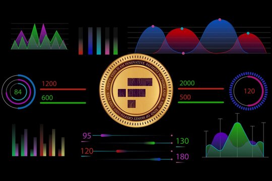 ftx token-ftt cryptocurrency logos on digital background. 3d illustrations.