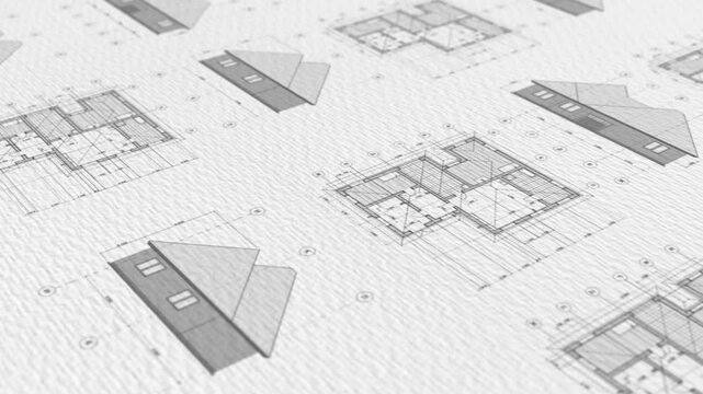 Architectural plan .House plan project .Engineering design .Industrial construction of houses . Video animation HD 4K .