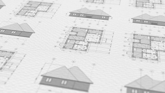 Architectural plan .House plan project .Engineering design .Industrial construction of houses . Video animation HD 4K .