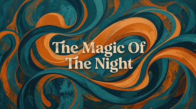 Halloween (USA top-market) abstract background Abstract swirling design with night sky theme and text the magic of the night illustration