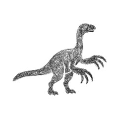 Fototapeta premium Sketch monochrome therizinosaurus icon design