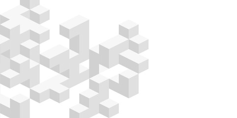 Fototapeta premium Technological white background .Isometric squares. Geometric lines. Abstract tech. Vector illustration.