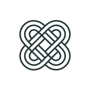 Symmetrical black and white Celtic knot line art.