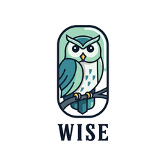 Fototapeta premium Minimalist Owl Logo Emblem Featuring Wise Bird Design.