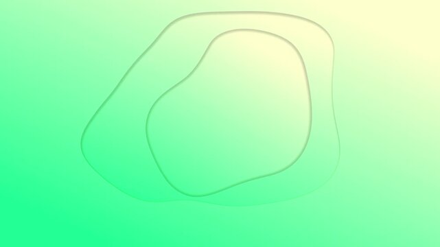 Abstract organic fluid shapes with a smooth paper-cut effect, subtly morphing and expanding on a vibrant green and yellow gradient background, creating a calm and modern visual loop.