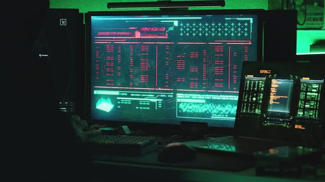 Cybercriminal conducting a malware attack on a corporate database system