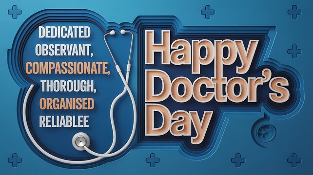 Happy doctor's day greeting card with stethoscope illustration