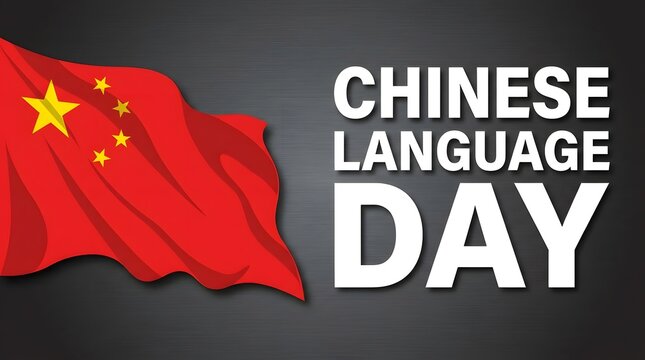 Chinese language day celebration with national flag