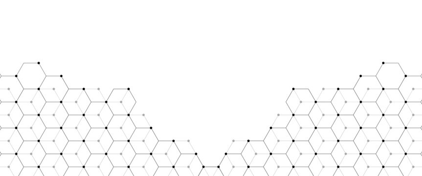 Vector digital science network geometric hexagonal dots and lines elements medical technology  illustration abstract background