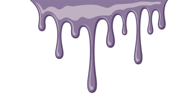 Liquid purple paint or melting substance dripping down from the top edge creating a smooth fluid texture against a clean white background.
