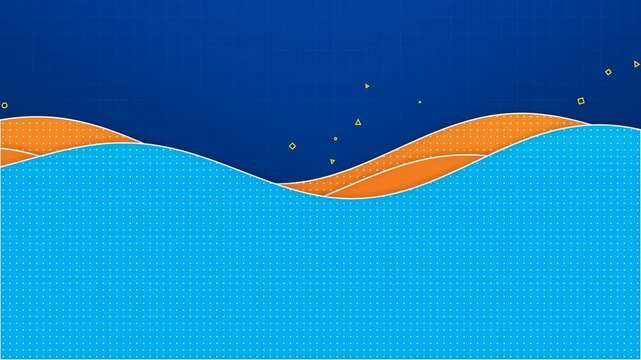 Abstract blue and orange corporate motion graphics animation with wavy layers and geometric elements