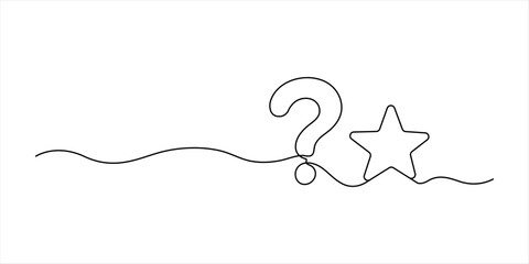 Question Mark and ster minimalist one line drawing art © DebesChandra