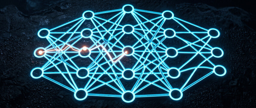 Concept technologique de r&eacute;seau de neurones artificiels et intelligence artificielle