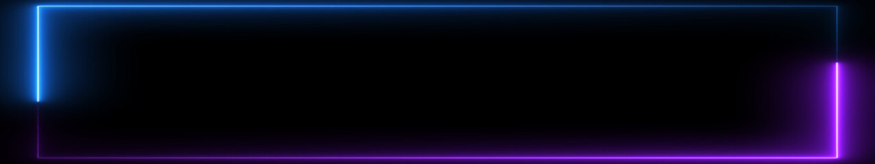 Blue and Purple Neon Ultrawide Rectangular Frame Background, Cinematic Glowing Border Animation, Futuristic Technology Display Template, Digital Cyber Light Motion Graphics Loop in 4K © Take4Studio