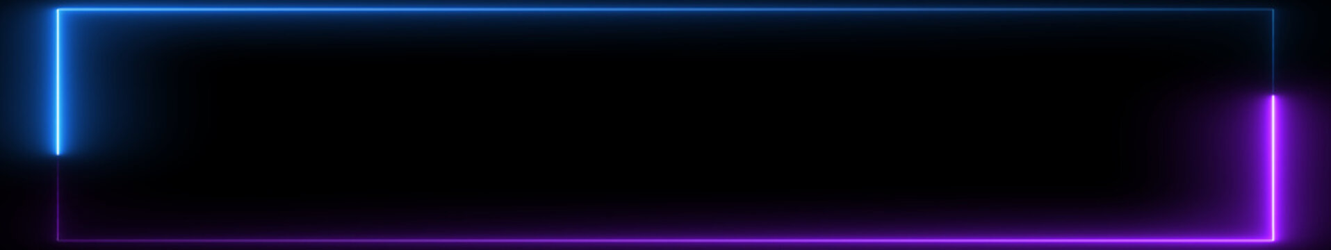 Blue and Purple Neon Ultrawide Rectangular Frame Background, Cinematic Glowing Border Animation, Futuristic Technology Display Template, Digital Cyber Light Motion Graphics Loop in 4K