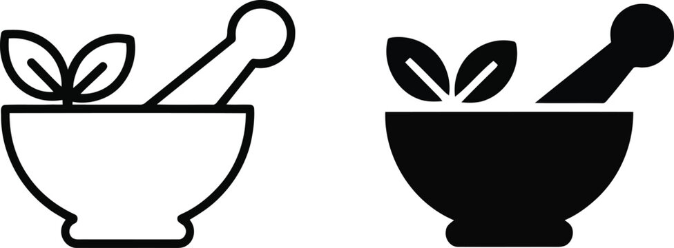 Mortar and pestle apothecary pharmacy vector illustration.