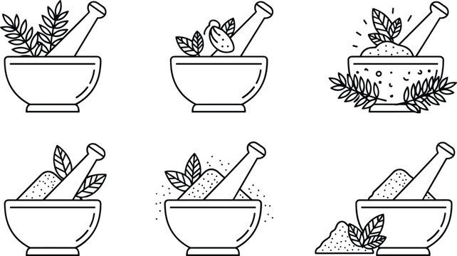 mortar and pestle, Natural Remedies, Herbal Medicine Mortar Pestle with herbs and spices
