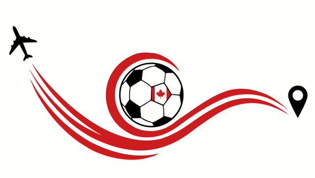Soccer Ball Travel Route With Map Pin