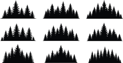 fir forest pine trees on white background for landscape design © Moriom