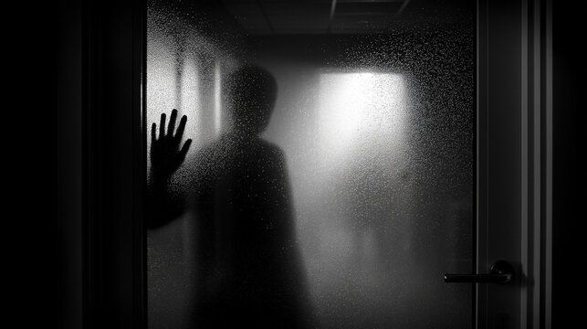 Creepy Silhouette in Dark Doorway: Exploring Ghostly Interior Shadows and Atmospheric Mystery
