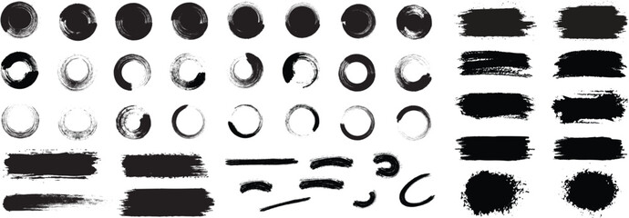 Set of vector paint brush stroke, Abstract grunge paint brush stroke set. frames, box and artistic design elements on white background.  © aziz