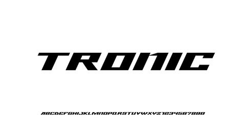 Tronic Futuristic Racing Font: Modern Bold Slanted Alphabet and Numbers Vector © Wahyu