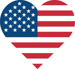 Fototapeta premium American flag heart shape with stars and stripes usa flag heart