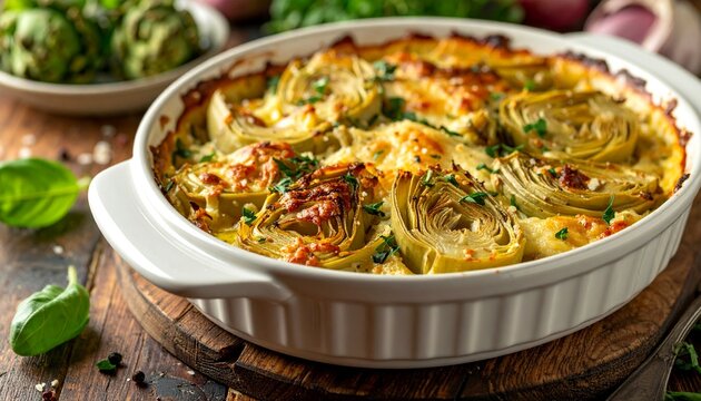 Artischockenauflauf mit Pecorino und Kr&auml;utern
