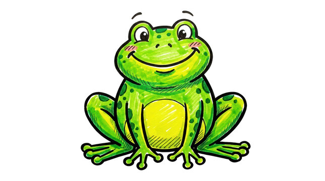 Cheerful cartoon frog illustration transparent background fun design playful environment gigapixel high fidelity